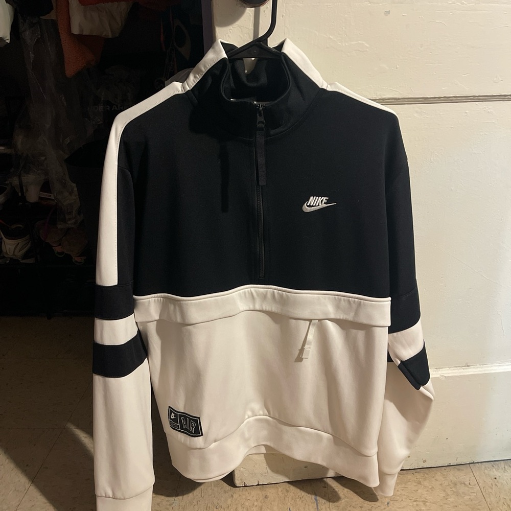 Nike Black and White Half-Zip Top